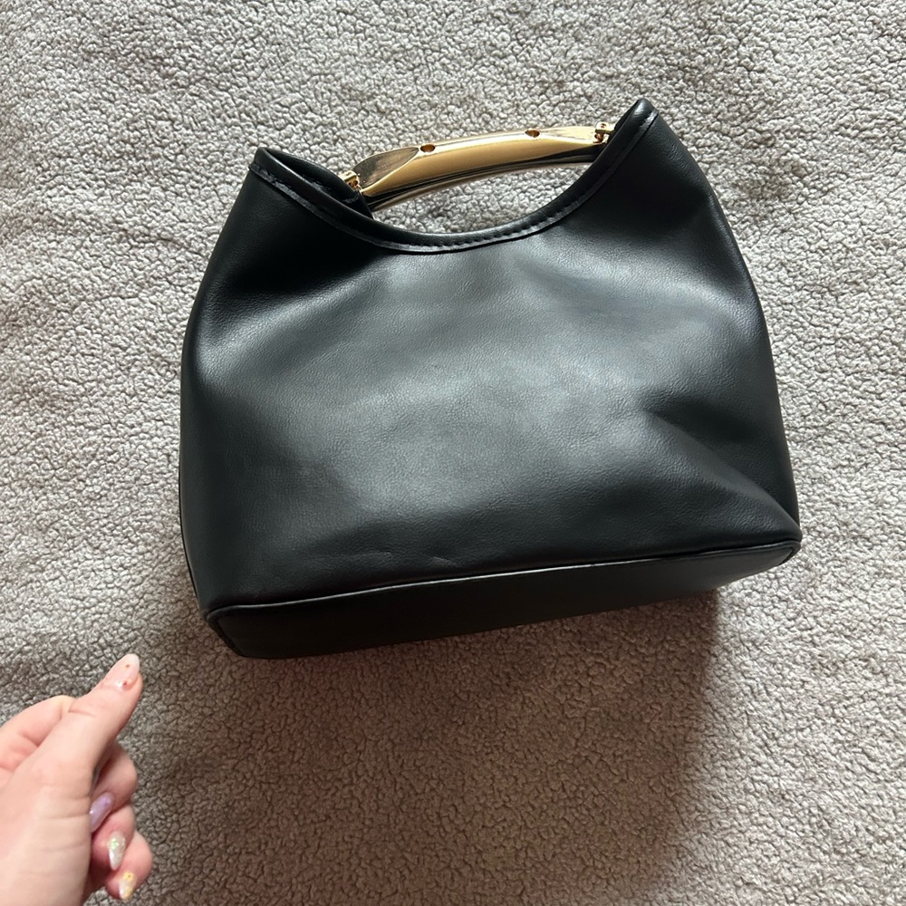 a new day Black Clutch with Gold Handle